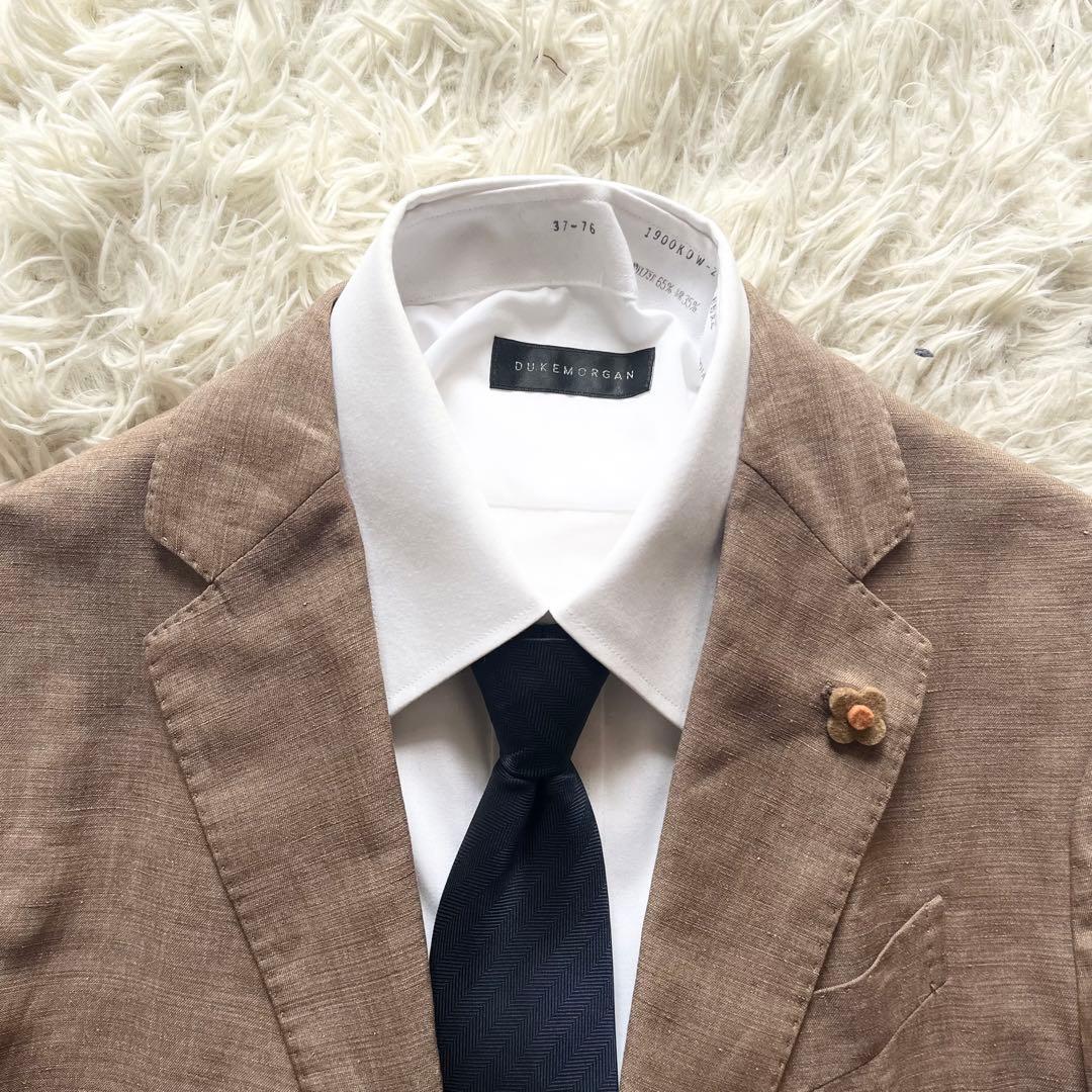 <美品>LARDINI 新ロゴ ブラウン 春夏 リネン テンセル ジャケット48 美品>LARDINI 新ロゴ ブラウン 春夏 リネン テンセル ジャケット48