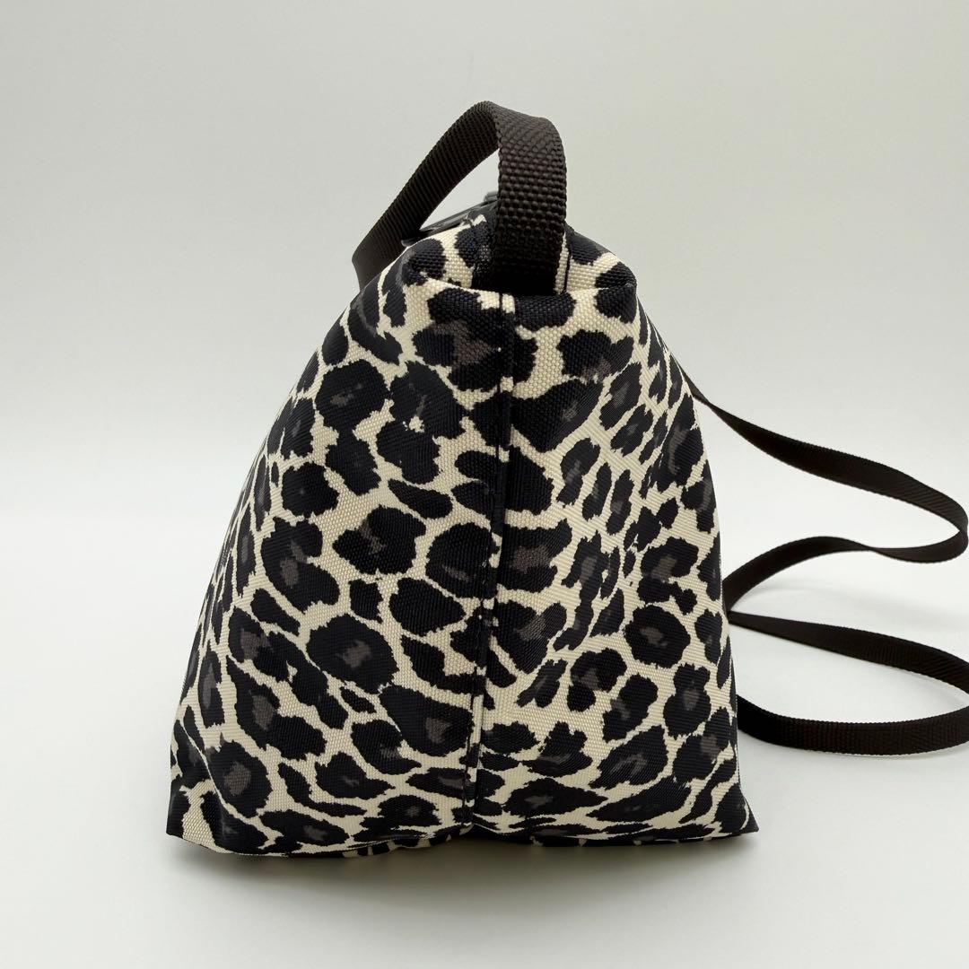 極美品】エルベシャプリエ 2885F 舟型ショルダーバッグ S パンサー