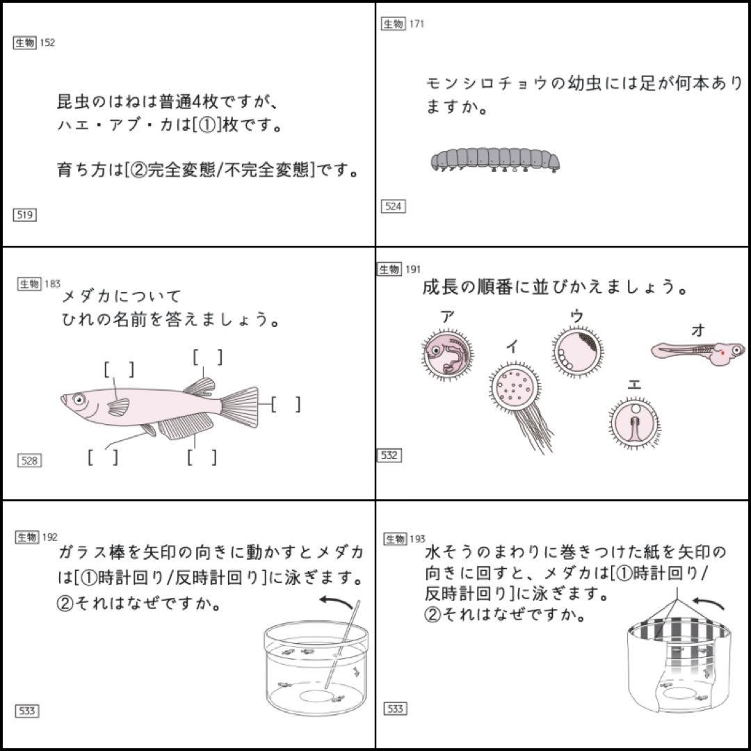 中学受験 暗記カード 理科 生物 サピックス 予習シリーズ コアプラス
