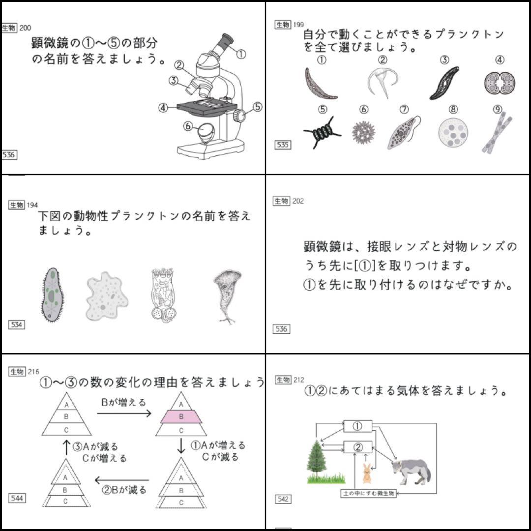 中学受験 暗記カード 理科 生物 サピックス 予習シリーズ コアプラス