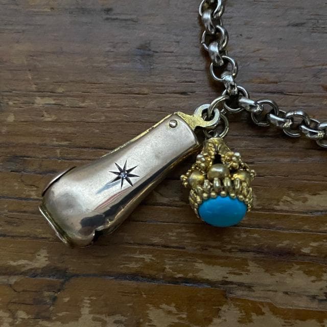 1900年代初頭 英国 アンティーク 純銀 アルバートチェーン ネックレス