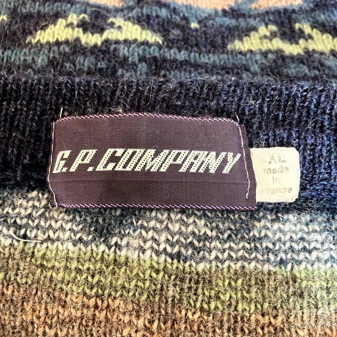 希少 80's フランス製 C.P.COMPANY ウールセーター 青 XL