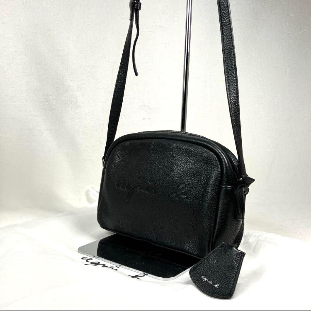 美品】アニエスベー エンボスロゴ カメラバッグ ショルダーバッグ