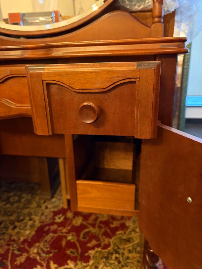 アメリカンヴィンテージ ドレッサー 円鏡 バニティデスク 無垢材