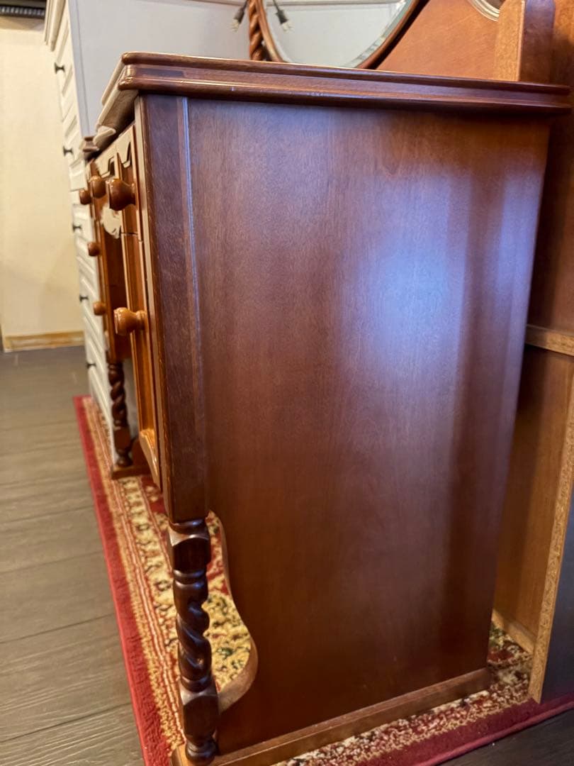 アメリカンヴィンテージ ドレッサー 円鏡 バニティデスク 無垢材