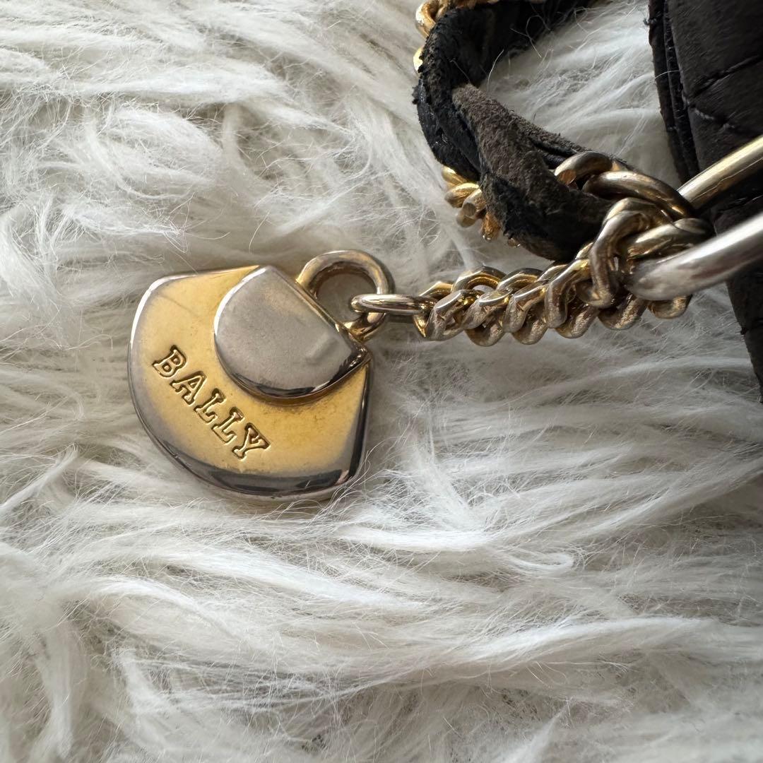 バリー】ショルダーバッグ チェーン キルティング レザー 黒 ダブル