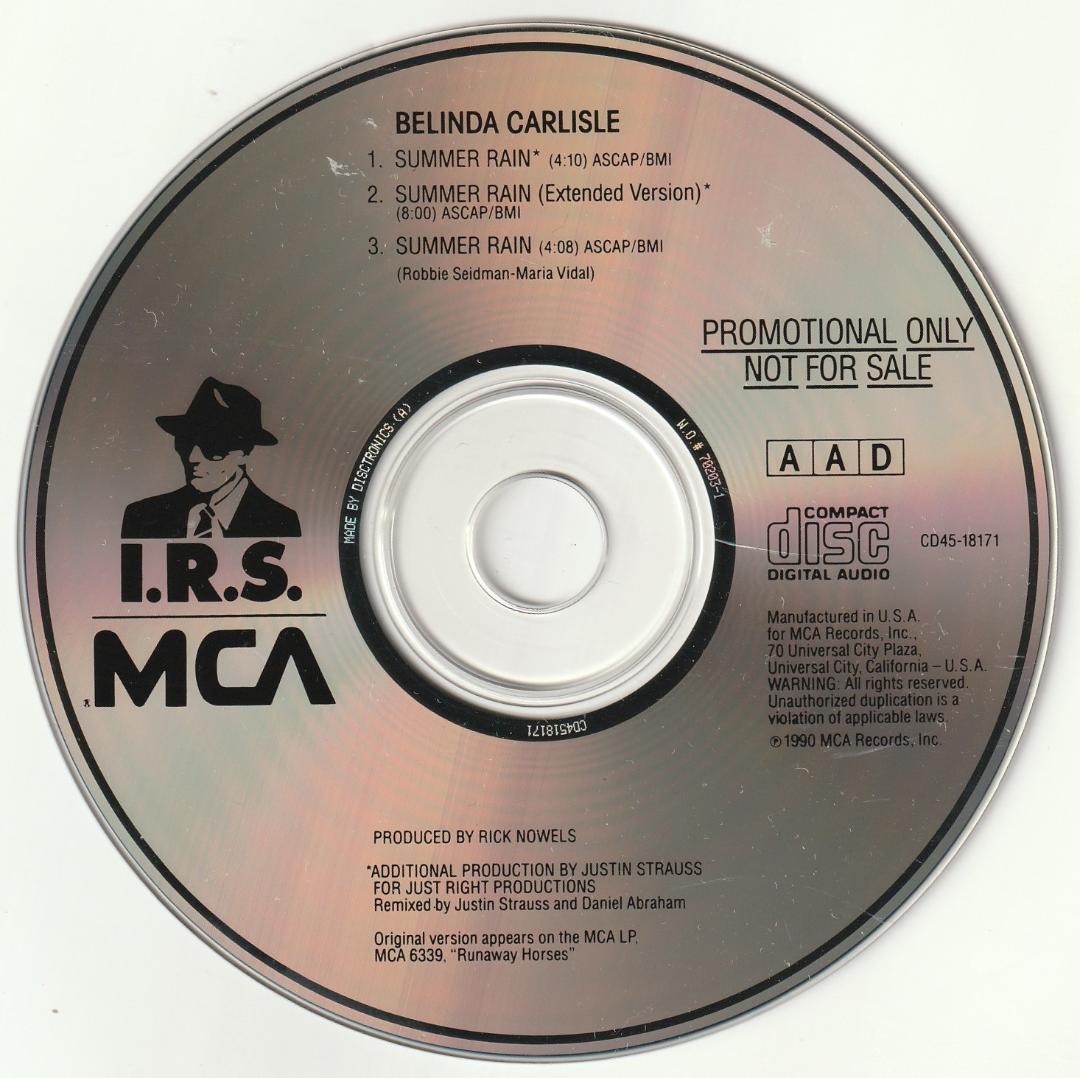 ベリンダ・カーライル　Summer Rain (3 Versions)　貴重CD Stream Belinda Carlisle - Summer Rain - Justin Strauss Remix