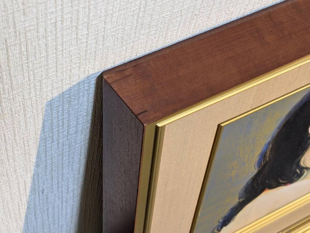 真作】絵画 石踊紘一 日本画 花椿 良作 金地 美人画 箱・黄袋入 W111