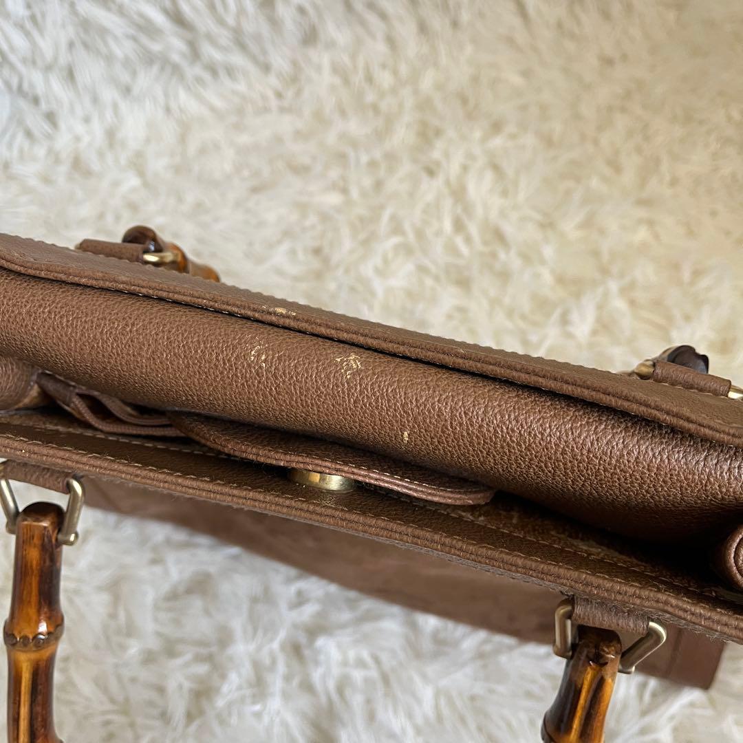 GUCCI ブラウン スエード トートバッグ バンブーハンドル