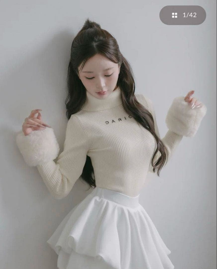 darich ダーリッチ　スムースファーリブニットトップス ダーリッチ Darich スムースファーリブニットトップス （ベージュ