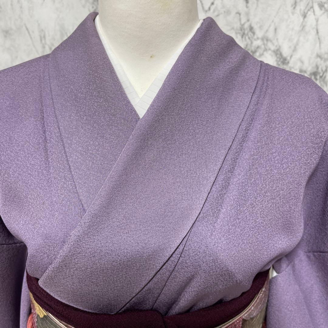 正絹付下げ 紫 作家、落款、一つ紋