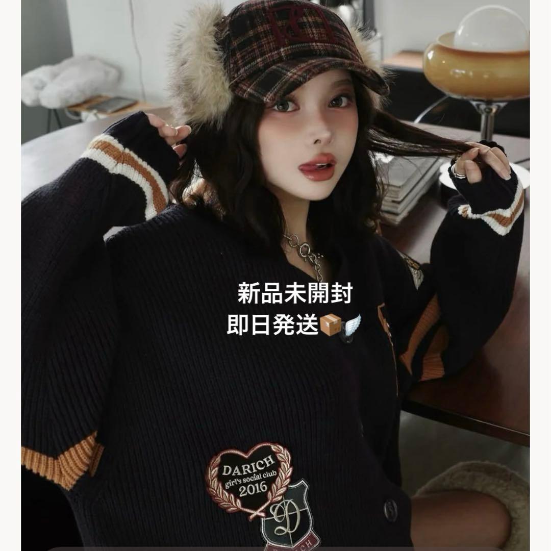 darich ダーリッチ カレッジワッペンVネックニットカーディガン