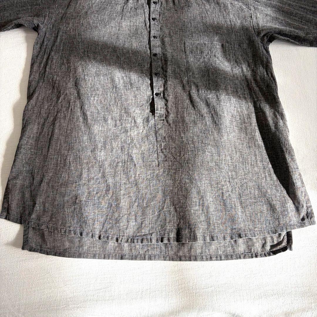 パドカレ pas de calais △∵コットンリネン バンドカラーシャツ