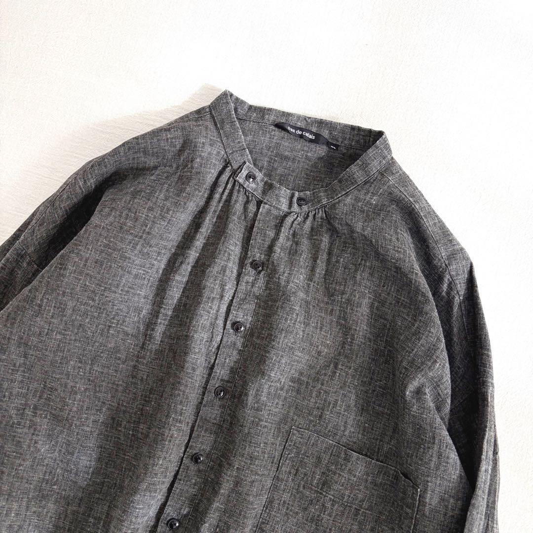 パドカレ pas de calais △∵コットンリネン バンドカラーシャツ
