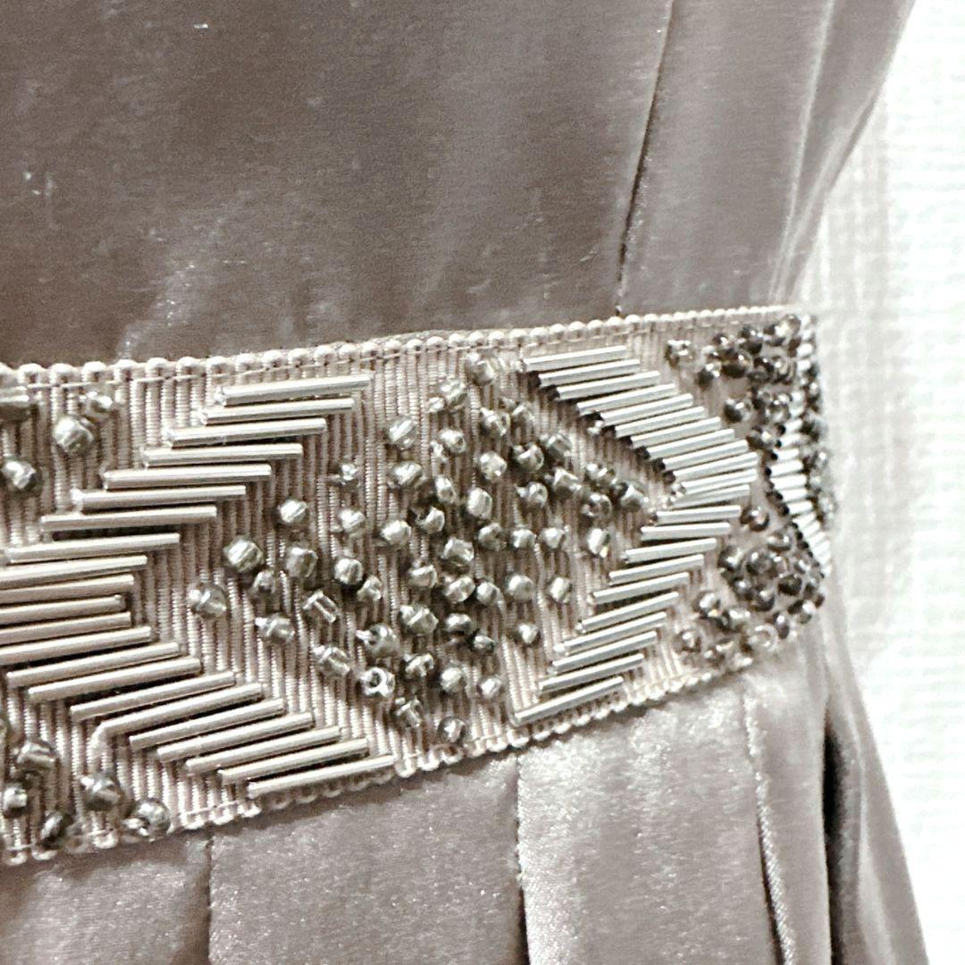 最終価格 ANAYI シルク100 グレージュ ワンピース ビジュー 新品タグ付