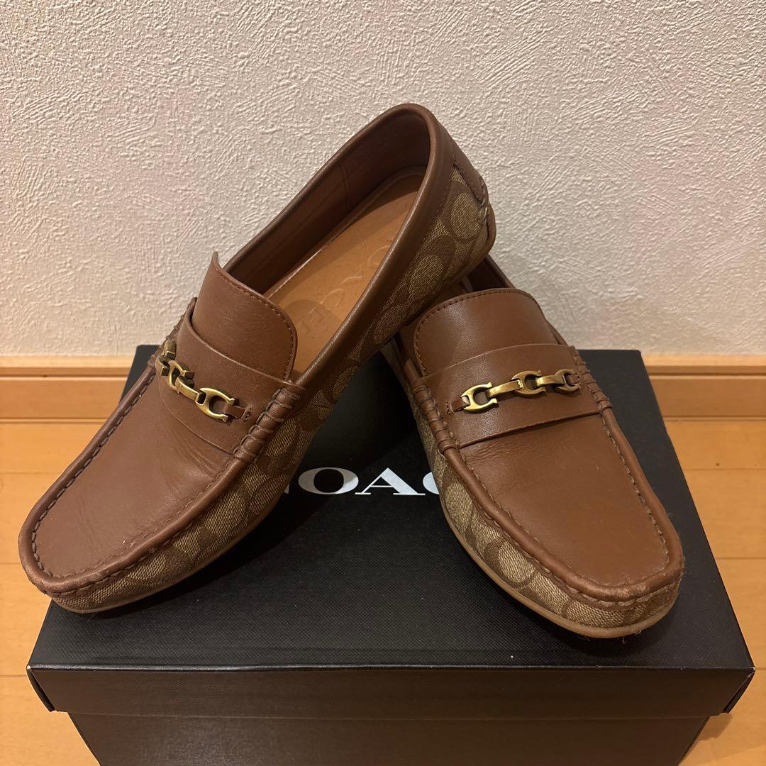 COACH ブラウンレザー ローファー ホースビット シグネチャー