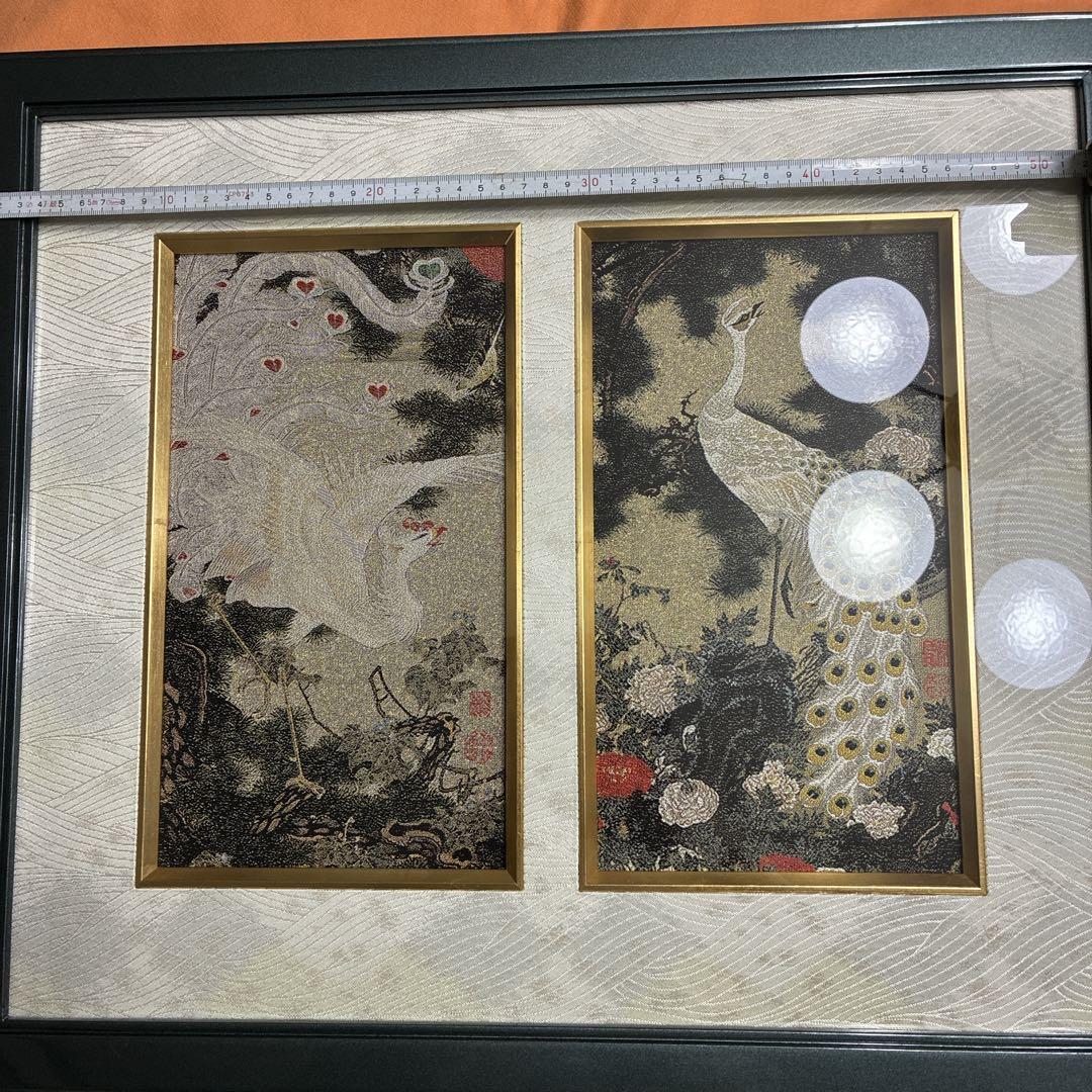 西陣織　若冲　老松孔雀白鳳図 西陣織 若冲 老松孔雀白鳳図 - メルカリ