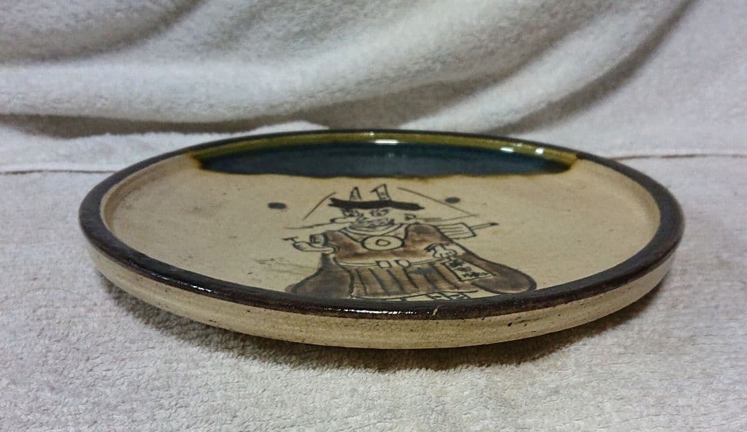 行灯皿陶器製 手描きキャラクター皿T169 - 工芸品セール