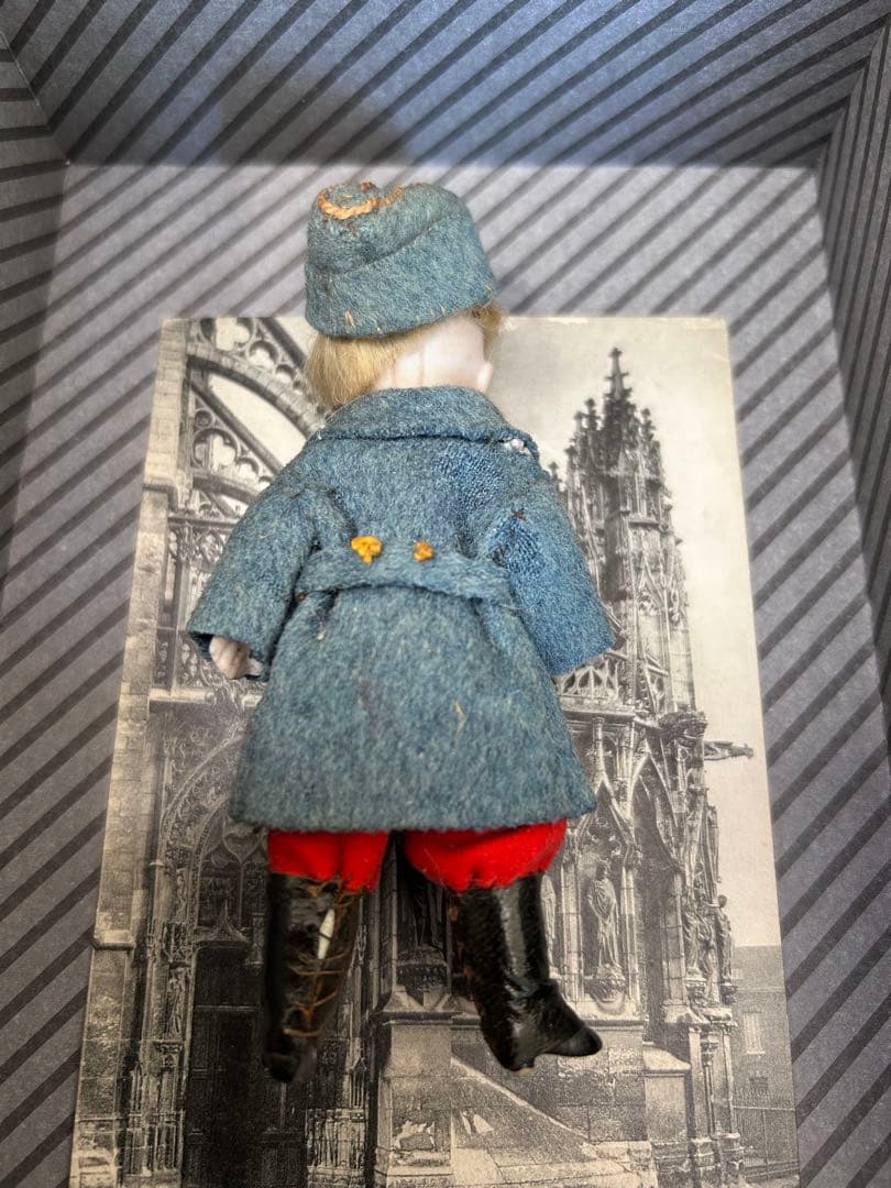 アンティーク ミニョネットドール ビスク11cm フランス兵風 オリジナル