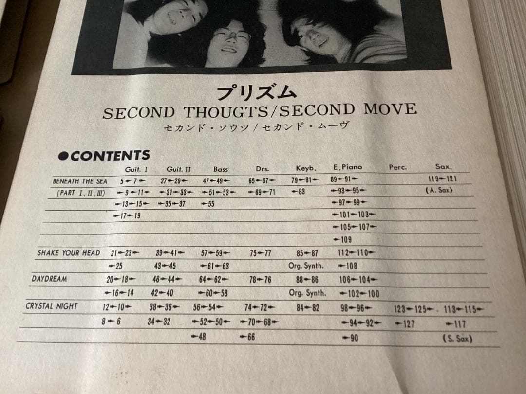 ☆楽譜/プリズム/PRISM/セカンドソウツ/和田アキラ/パート譜/バンドスコア