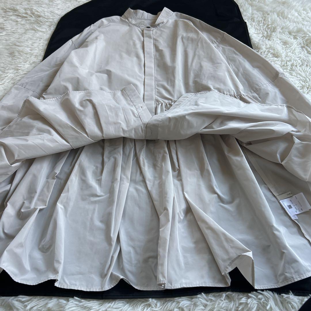 美品✨ルフィル ライトタフタギャザーブラウス バンドカラー シャツ