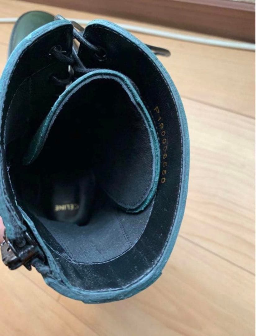 箱付き】CELINE コンバットブーツ グリーン セリーヌ エディスリマン期