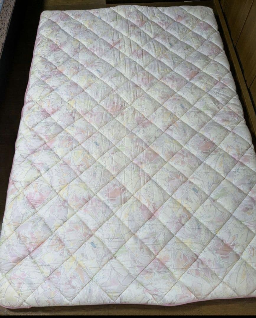 高級羊毛ふとん ダブル敷布団 ピンク系 花柄 150×225cm