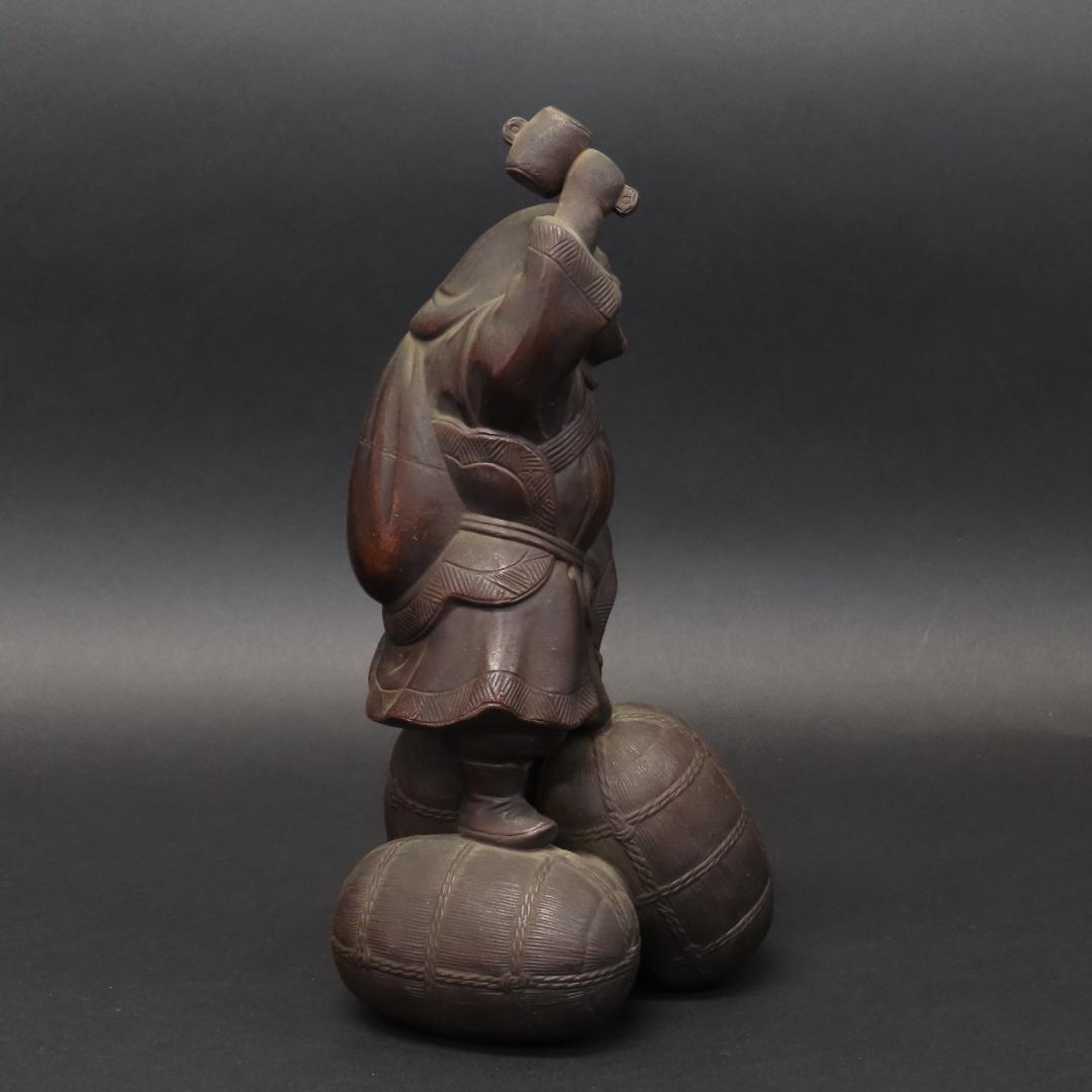 ⭕399 江戸時代末期 古備前 桃蹊堂印 珍しい俵立大黒 様