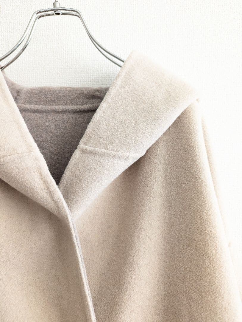 美品】SHIPS any フード付 リバーウール混コート ゆったりサイズ