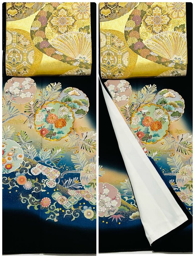 新品 作家物美しい京友禅に大きめ金駒刺繍12個付き品格溢れる黒留袖