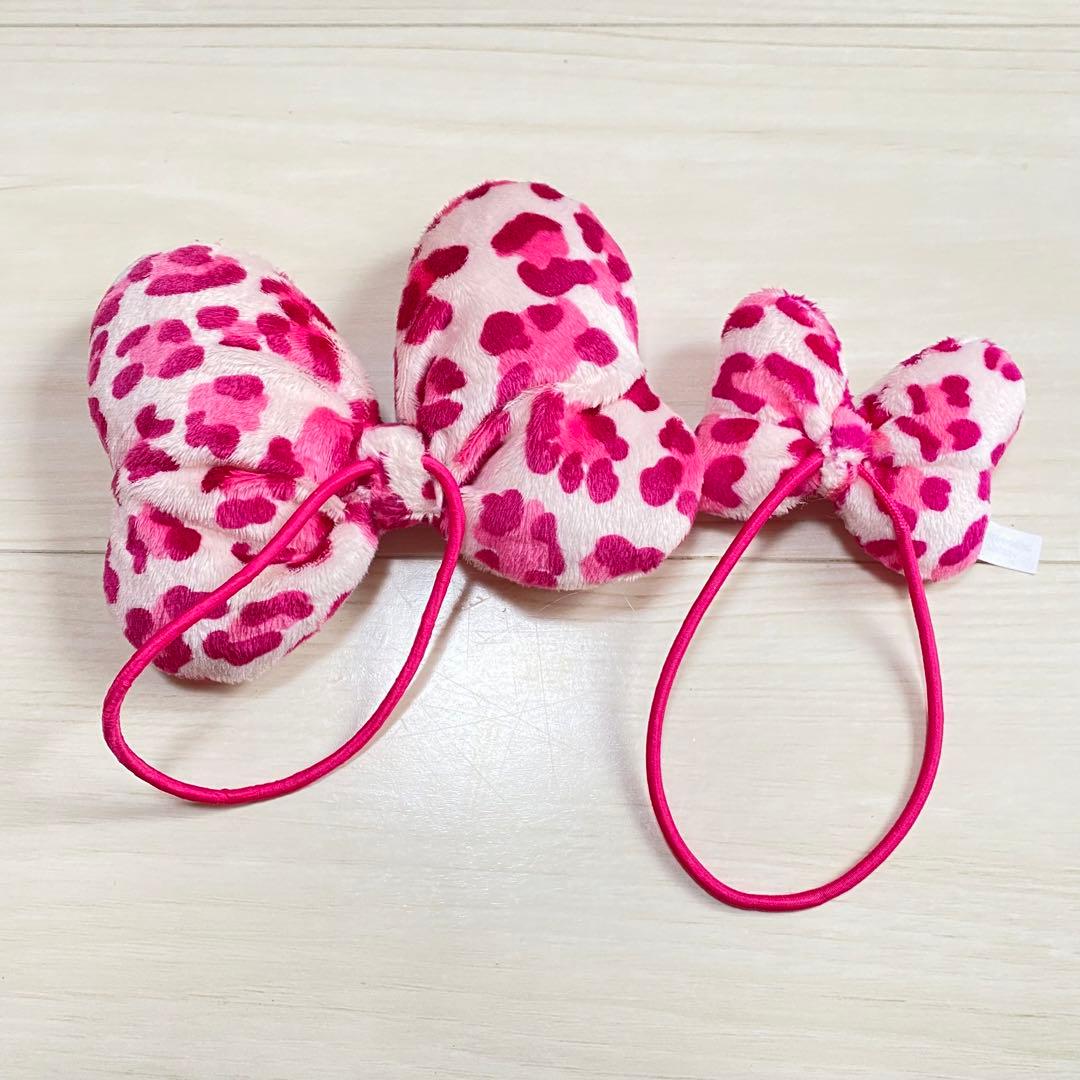 ミニー リボン ヒョウ柄 ヘアゴム 2個セット ディズニー ピンク 髪ゴム