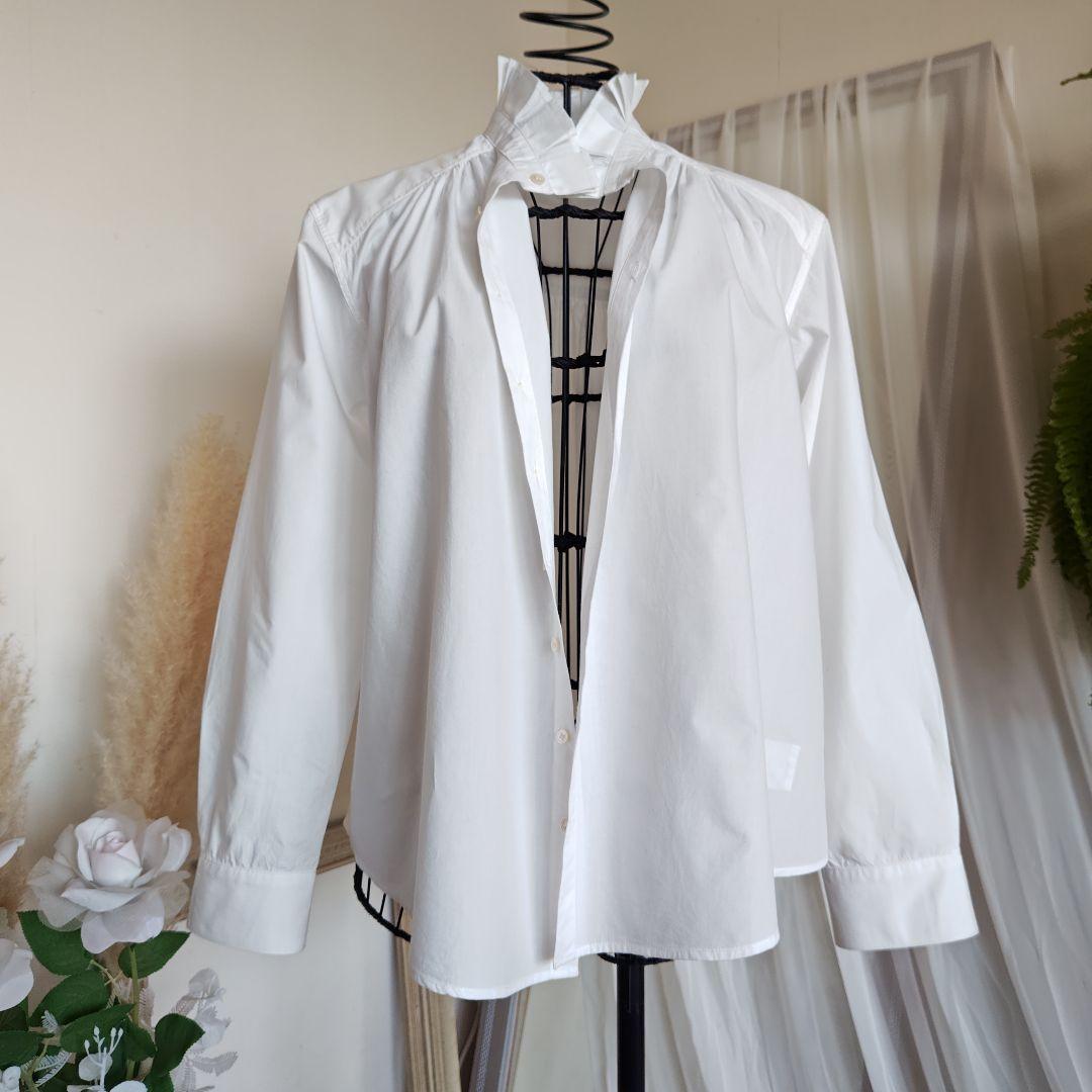 バスコ ハドゥ プルビオ 立襟 フリル ホワイト シャツ ブラウス インド