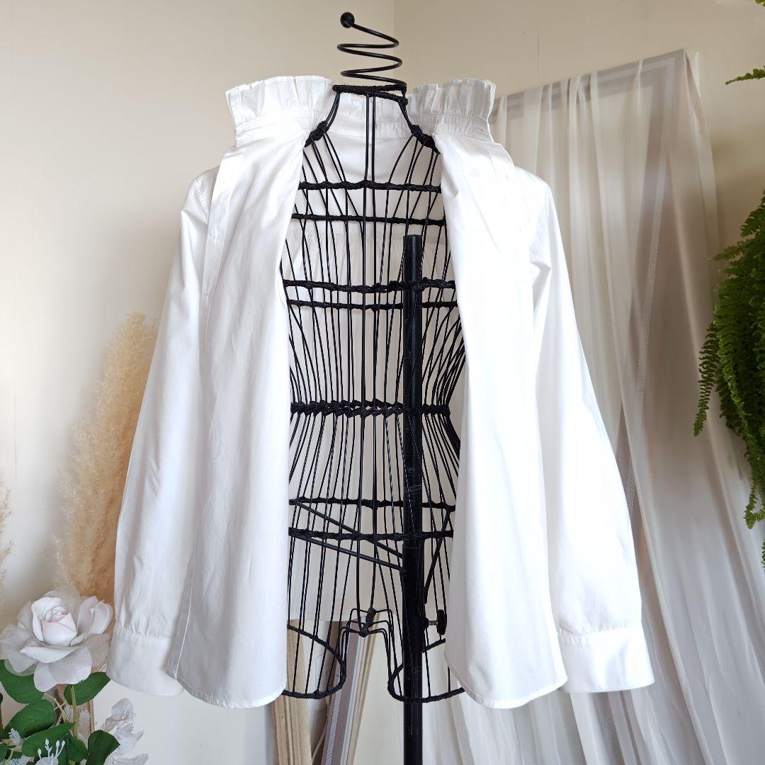 バスコ ハドゥ プルビオ 立襟 フリル ホワイト シャツ ブラウス インド