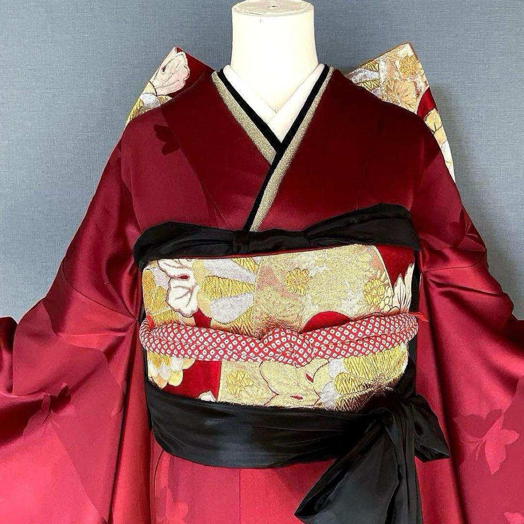 振袖フルセット 手染め無地 成人式振袖 振袖 裄丈68 ➕サイズ 赤系