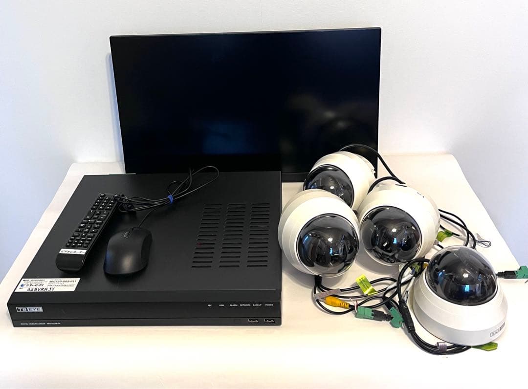 防犯システム一式セット（レコーダー、モニター、カメラ4台） 防犯カメラ 4台 モニター セット 屋外 家庭用 ワイヤレス 工事不要