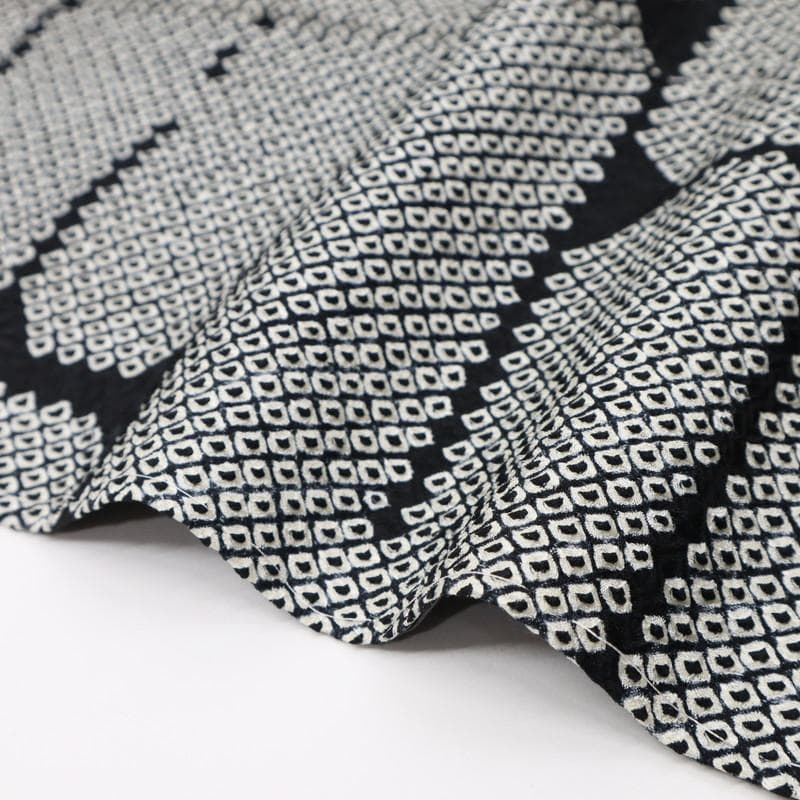 《上質■訪問着■豪華総絞り■シンプル石煉瓦模様■黒白◆袷正絹着物◆HB1-3》