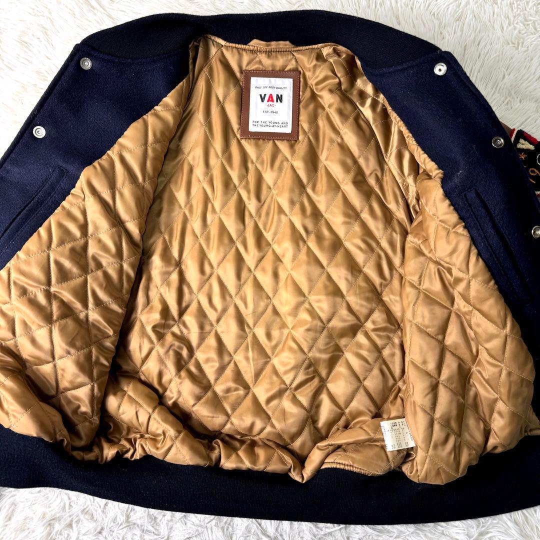 激レア】VAN JACKET スタジャン 紺×茶 袖レザー L - メルカリ