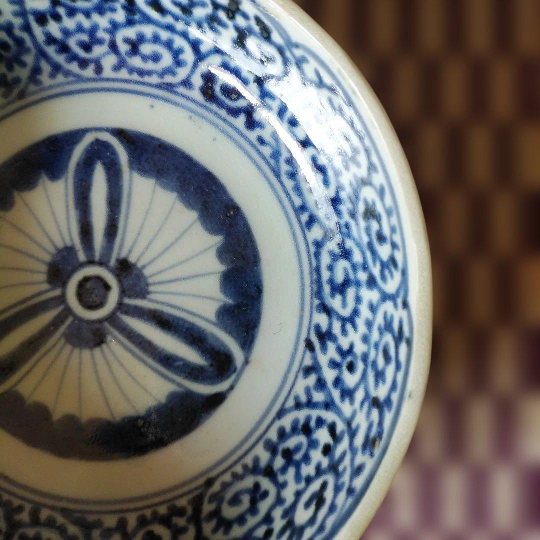 希少 古伊万里 染付 蛸唐草文皿 なます皿 くらわんか 筒江窯