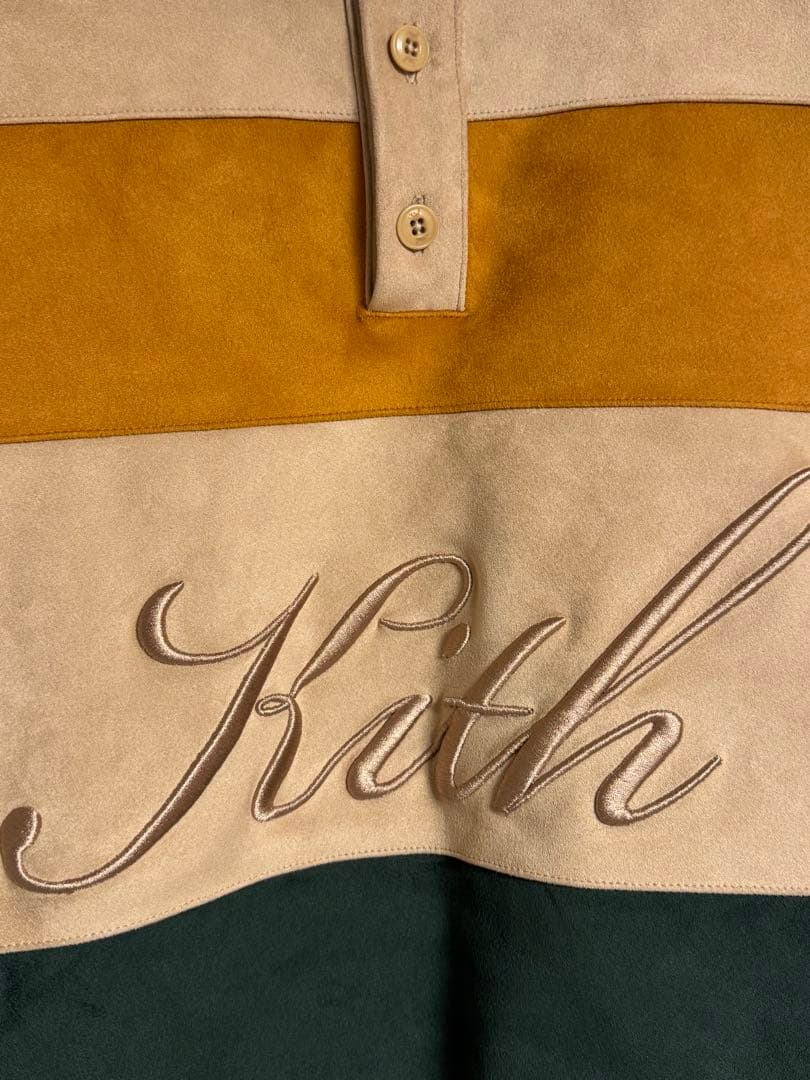 Kith スエード風ストライプポロシャツ XXL