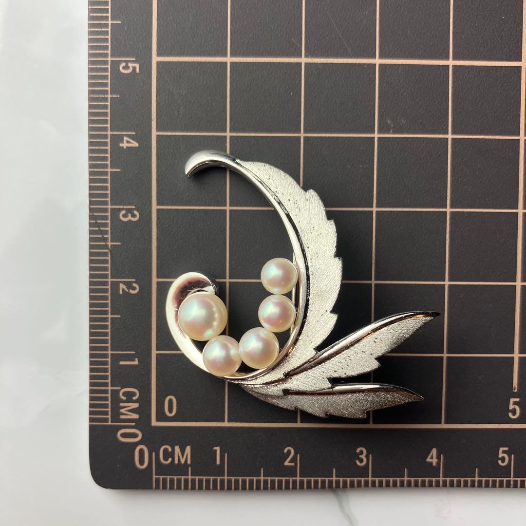 MIKIMOTO ミキモト あこや 本真珠 パール ブローチ リーフ 5粒 - メルカリ