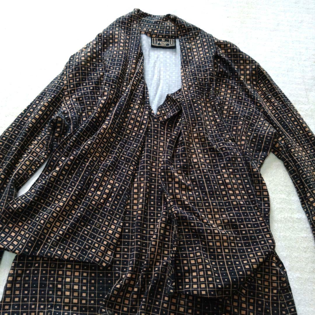 フェンディ Fendi リボン付き長袖シャツ ズッカ柄 イタリア製