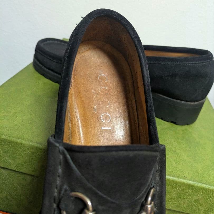 マカン様 専用 GUCCI ホースビットローファー スエード 黒 41 1/2