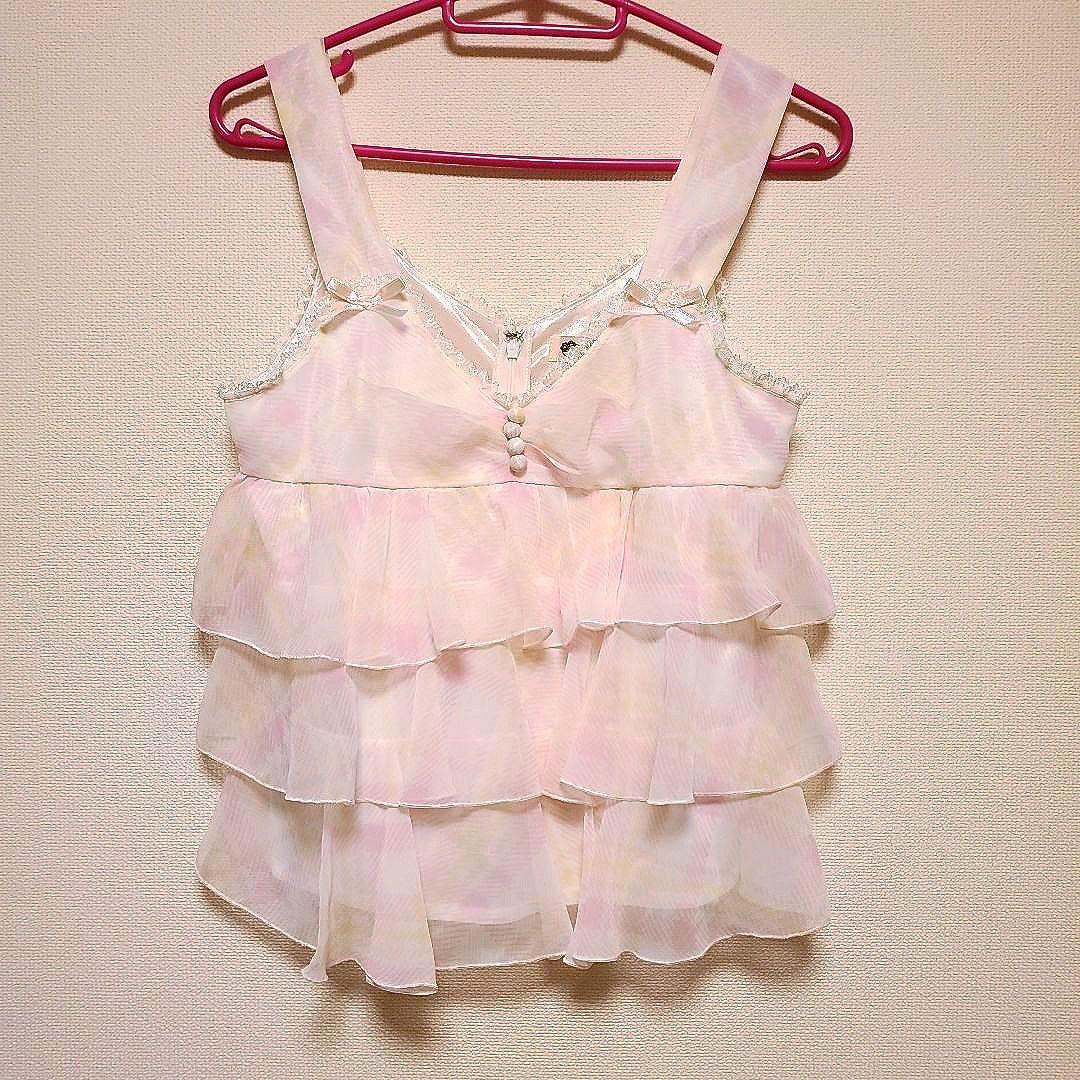 【希少旧タグ】LIZ LISA ティアードシフォンキャミソール 姫ギャル Y2K 希少旧タグ】LIZ LISA ティアードシフォンキャミソール 姫ギャル Y2K