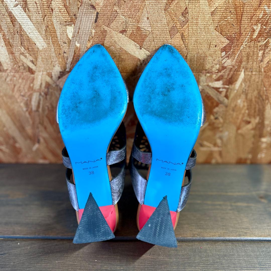 ち*こ様 【売り切り】MANA レザーカットミュール 38(24.0cm)