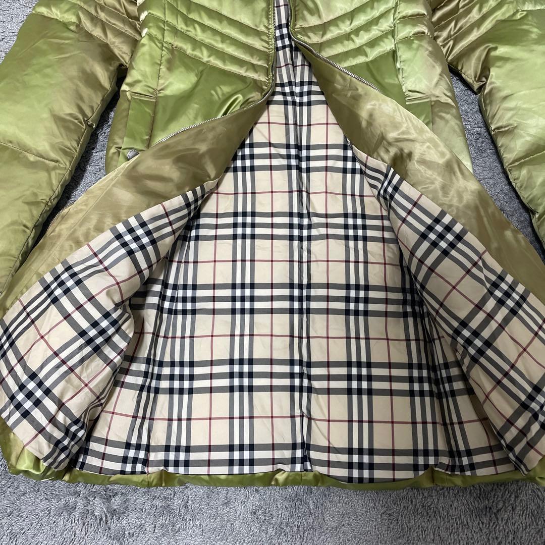 バーバリー Burberry ダウン レディース36 ノバチェック グリーン光沢