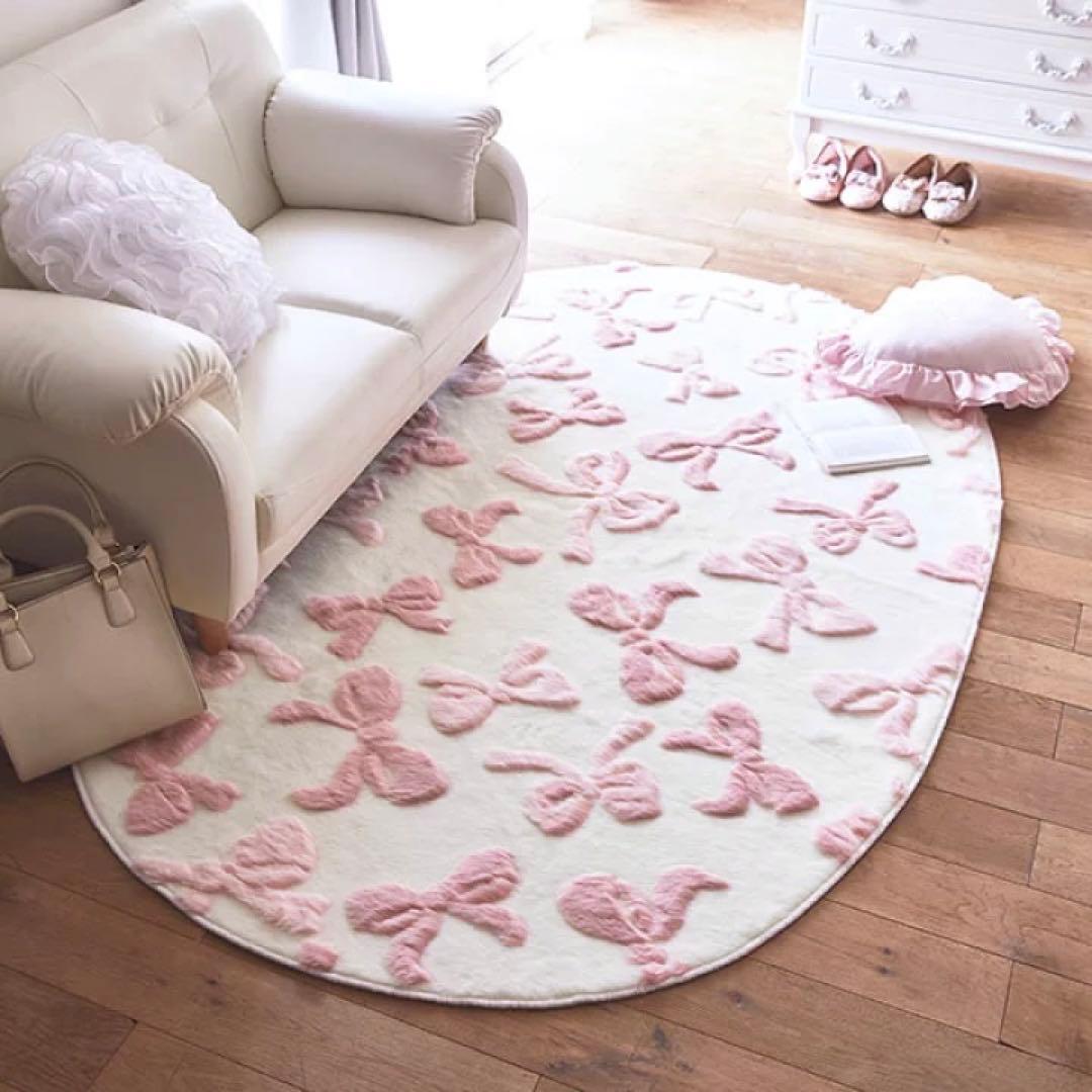 ロマンティックプリンセス ふわふわリボンラグ（楕円形・１３０×１９０） 楽天市場】【P5倍！25日限定】ふわふわリボンラグ（楕円形・130