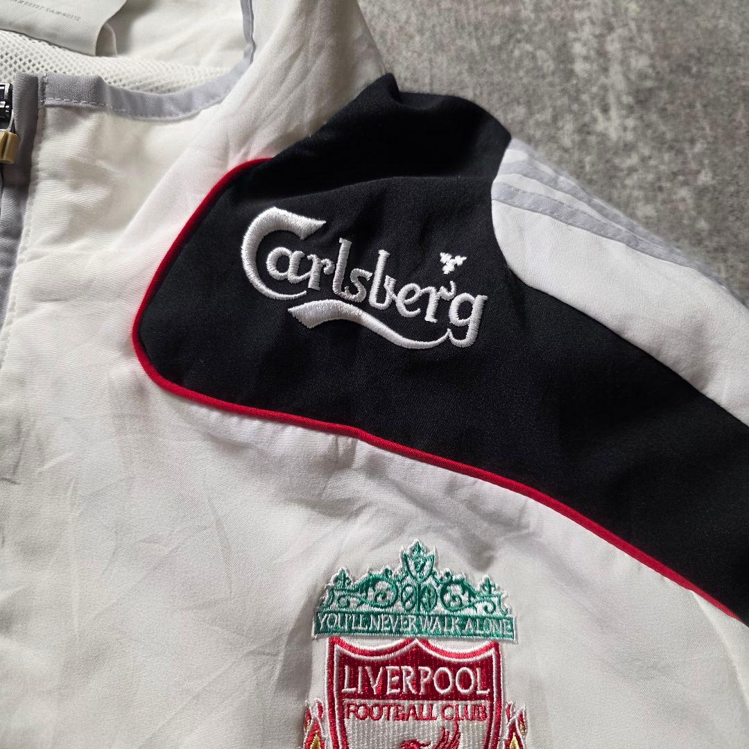 adidasアディダスリヴァプールナイロンジャケットドローコード刺繍ロゴ