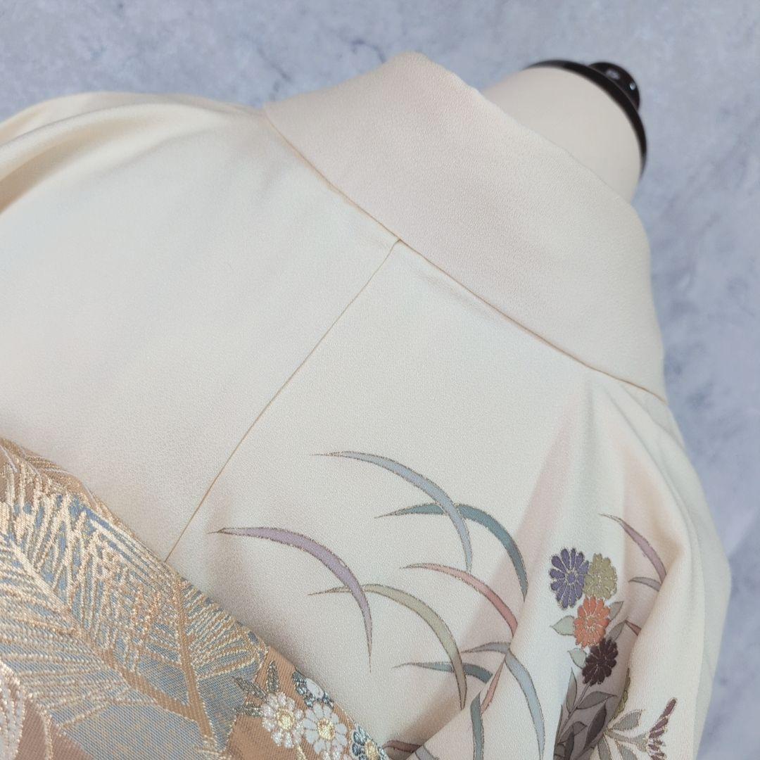 訪問着 フルセット 着物 正絹 花 刺繍 金彩加工 しつけ糸 祝い事 O9