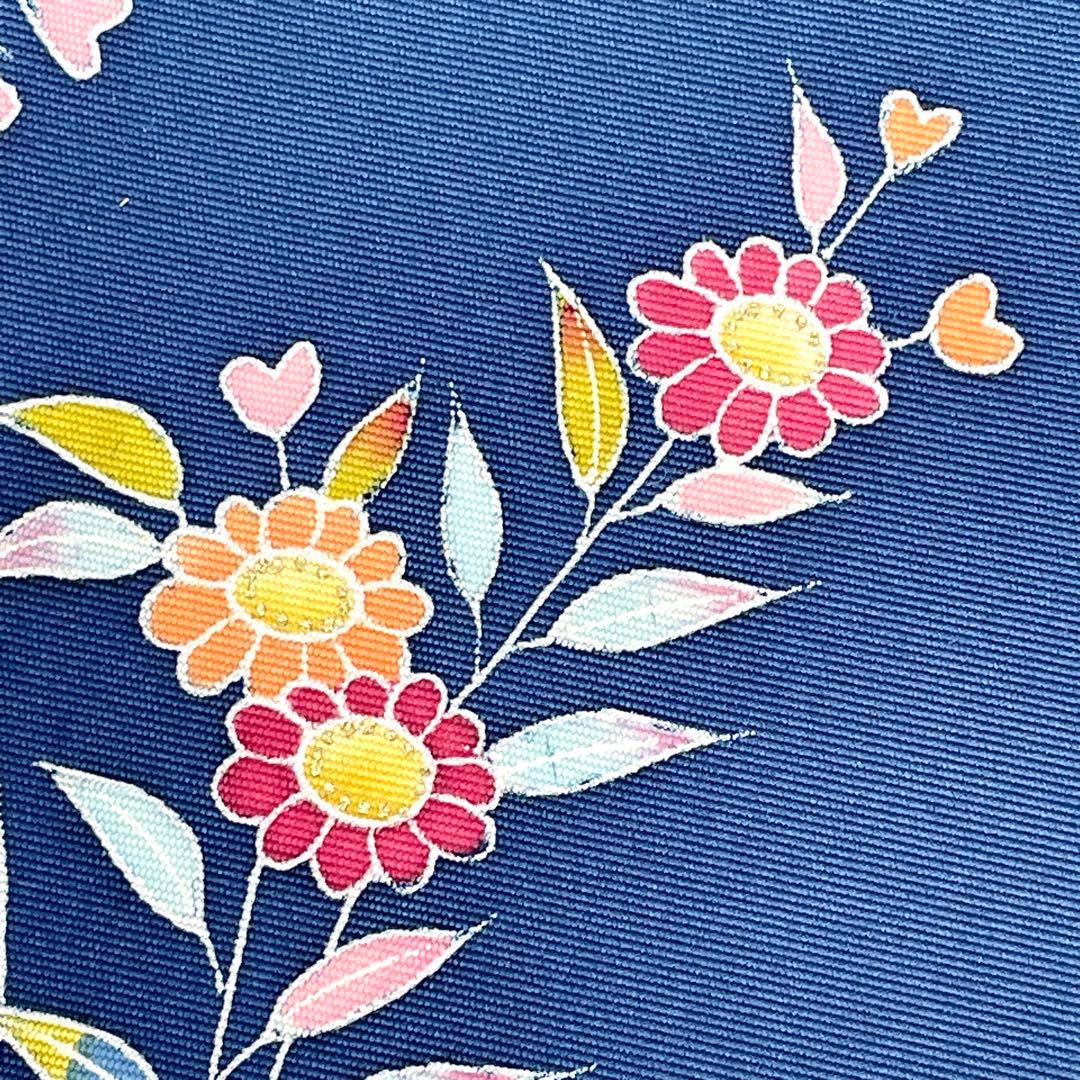 塩瀬 】名古屋帯 正絹 くすんだ青 菊 桜 流水 作家物 博 p-266 - メルカリ