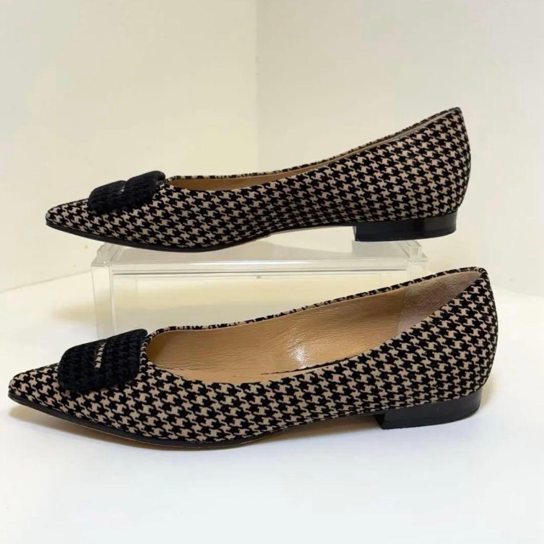 最終価格‼️(美品)ペリーコ 千鳥格子 フラットパンプス 23.5cm